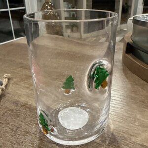 Christmas Trees Icon Drinking Glass 16 Ounes Holiday Time New W/Tag